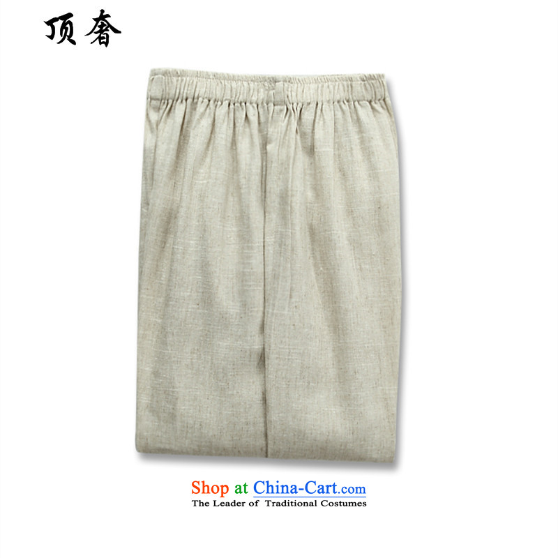 Top Luxury men Tang Dynasty Package summer short-sleeved of older persons in the elderly men's father, loose version thin grandpa male Tang dynasty summer in older linen Tang Dynasty Package short-sleeved kit beige 165, top luxury shopping on the Internet