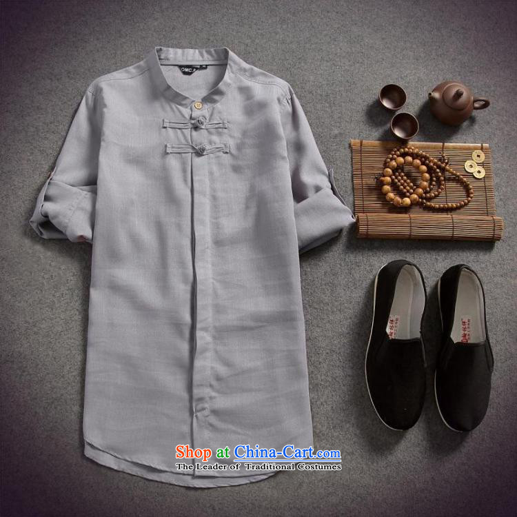 Dan Jie Shi 2015 spring/summer load replacing Men's Shirt cotton linen flax male disc allotted seven points sleeved shirt shirt original China wind Sau San, BLUE XL Photo, prices, brand platters! The elections are supplied in the national character of distribution, so action, buy now enjoy more preferential! As soon as possible.