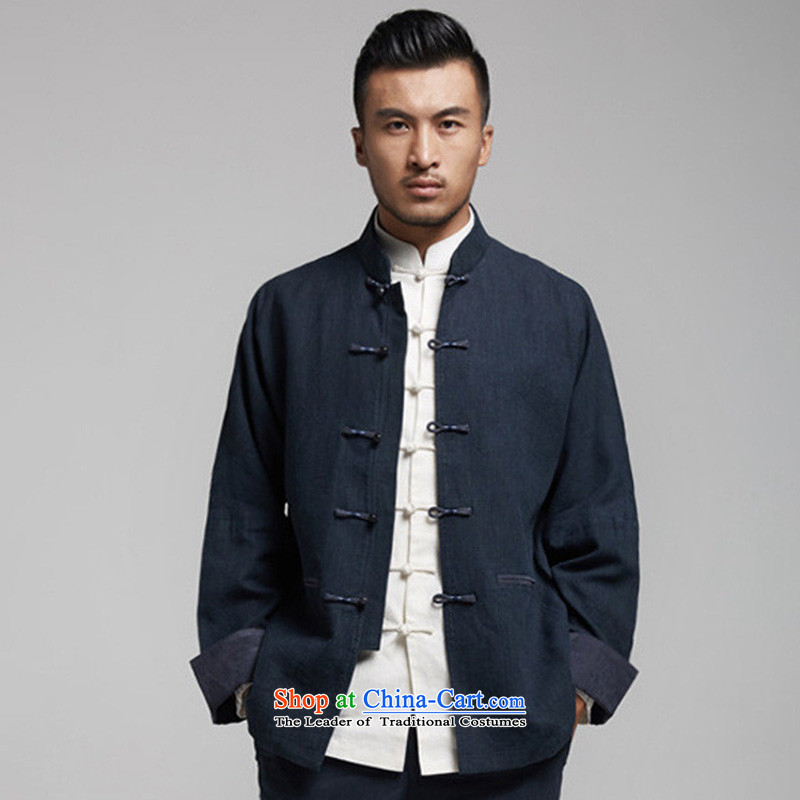 Fudo maximum 000 de pure Chinese Tang dynasty shoulder even men fall 2015 jacket embroidered dark that high-end comfortable original China wind men dark blue 44/165, de fudo shopping on the Internet has been pressed.