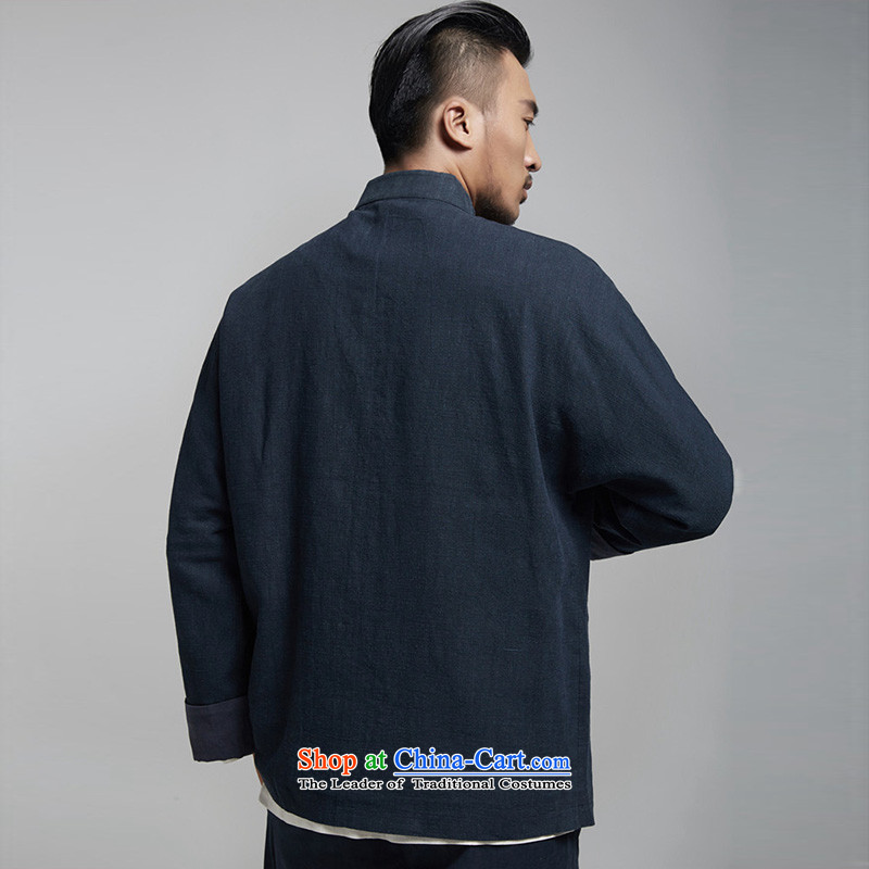 Fudo maximum 000 de pure Chinese Tang dynasty shoulder even men fall 2015 jacket embroidered dark that high-end comfortable original China wind men dark blue 44/165, de fudo shopping on the Internet has been pressed.