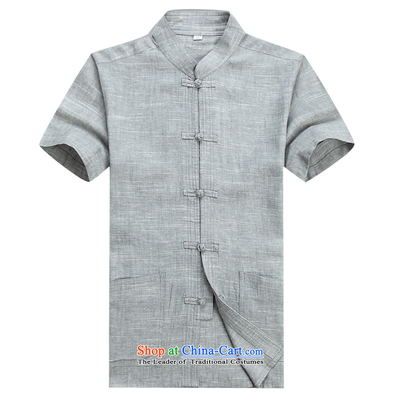 Beijing Europe in the new men Tang dynasty short-sleeved summer linen china wind Chinese collar middle-aged men detained up to improve the Tang Dynasty Package half sleeve gray kit S, Putin (JOE OOH) , , , shopping on the Internet