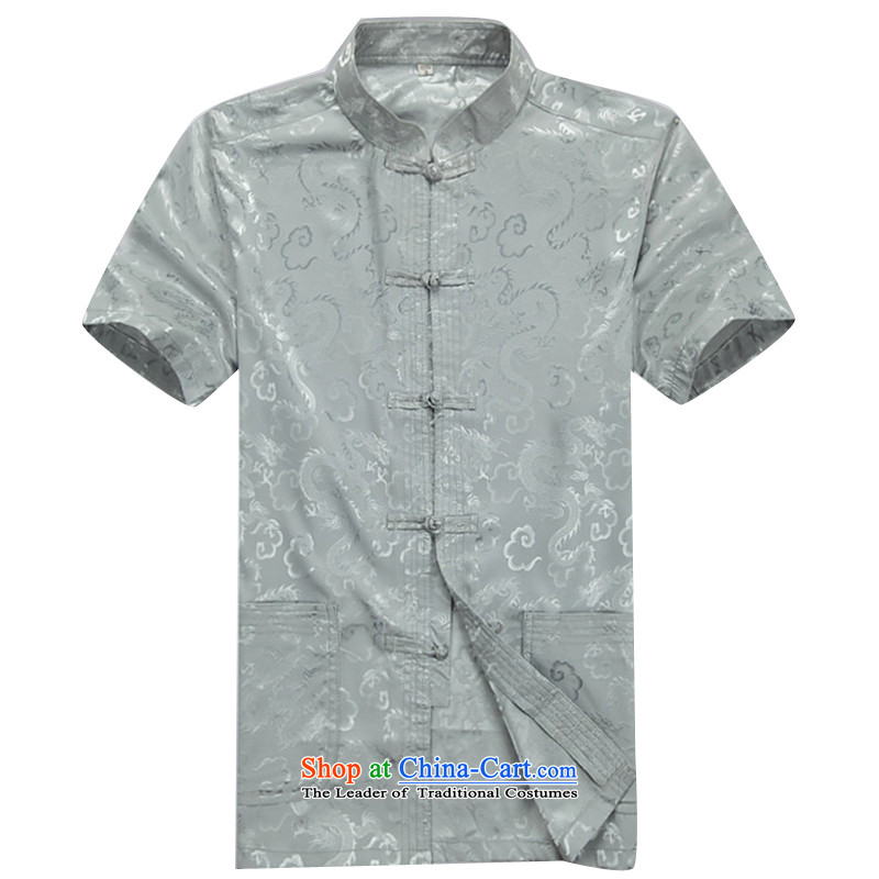 Beijing Europe 2015 men Tang dynasty short-sleeved T-shirt, older men summer uniforms Tang Tang dynasty short-sleeved shirt and half sleeve gray xl cyan Kit , M, Putin (JOE OOH) , , , shopping on the Internet
