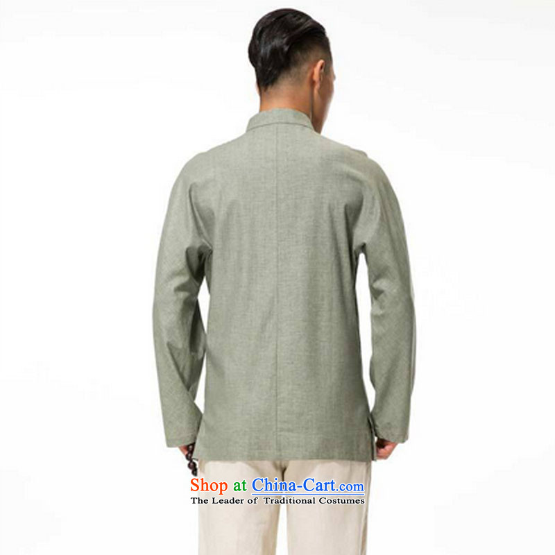 In line cloud men cotton linen collar disc Tang dynasty detained in long-sleeved shirt older leisure long-sleeved multi-color green beans , L, at stake Dytm-x line (youthinking cloud) , , , shopping on the Internet