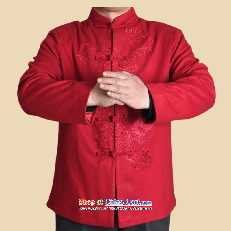 In line cloud Han-nation China wind collar long-sleeved shirt upscale male Spring and Autumn Chinese elderly in the jacket Tang dynasty DYF717 red line-L, Cloud (youthinking) , , , shopping on the Internet