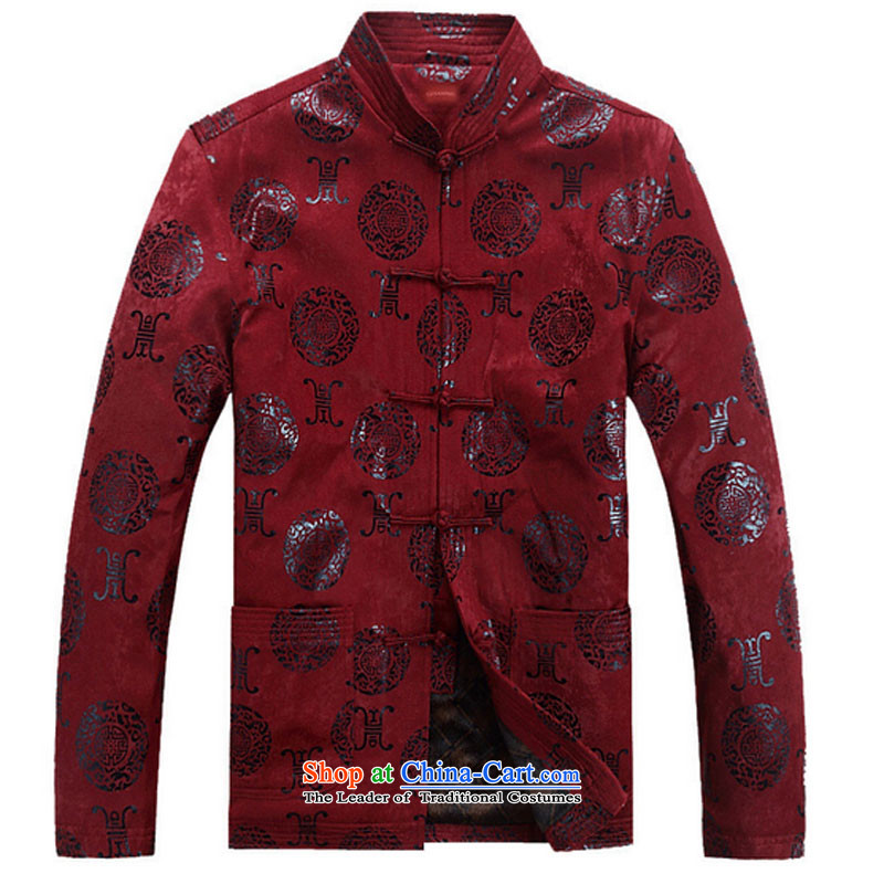 Line-in the cloud of older men Tang Dynasty Chinese long-sleeved sweater disc buttoned, China wind jacket during the Spring and Autumn and Tang DYF07  XXXL, deep red-line (youthinking cloud) , , , shopping on the Internet