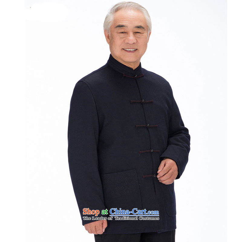 At stake in this line cloud amount of older men Tang Dynasty Chinese autumn and winter coats thick) lined retro upscale embroidery DYD-14017 DARK BLUE 4XL, Tsing Yu (QINGYU) , , , shopping on the Internet