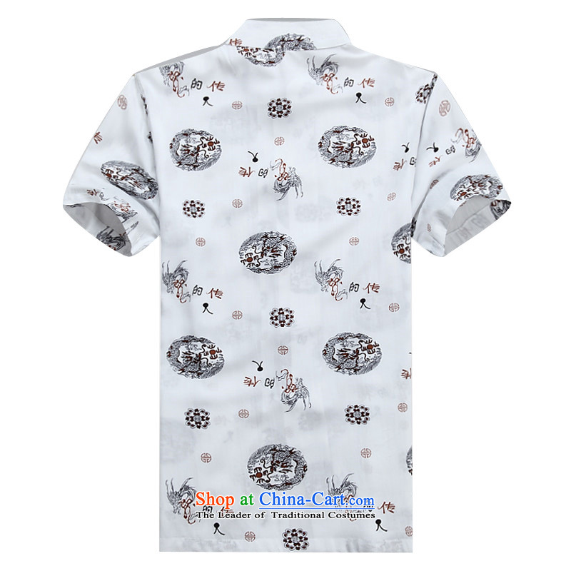 Beijing Europe China wind summer T-shirts in Tang older large leisure shirt middle-aged men Tang dynasty short-sleeved whiteM_170