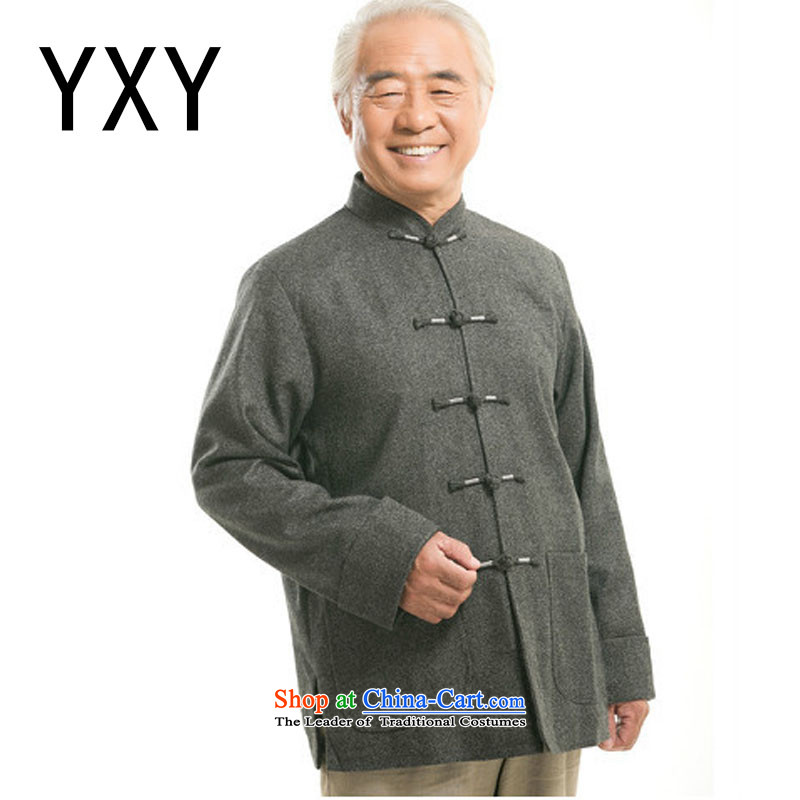 Line-in the cloud of older men long-sleeved shirt Chinese Tang dynasty older persons jacket? menDY9821 grosslight grayXL