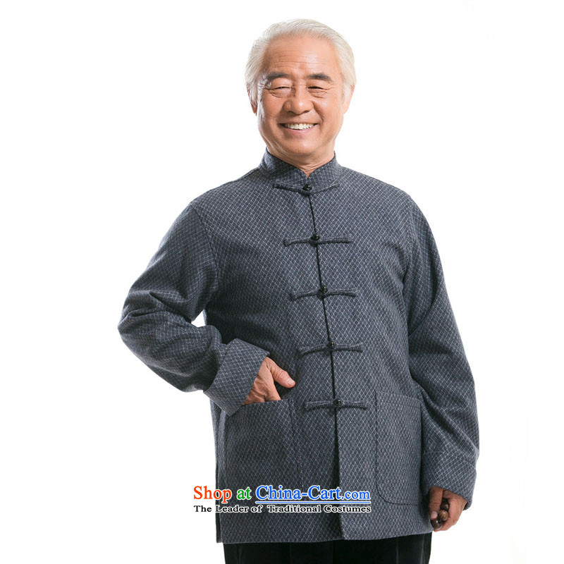 Line-in the cloud of older men long-sleeved gross? autumn and winter Tang dynasty China wind Han-Stylish coat DY7718 national costumes  , L-line cloud gray (youthinking) , , , shopping on the Internet