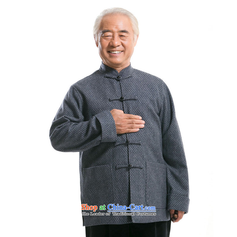 Line-in the cloud of older men long-sleeved gross? autumn and winter Tang dynasty China wind Han-Stylish coat DY7718 national costumes  , L-line cloud gray (youthinking) , , , shopping on the Internet