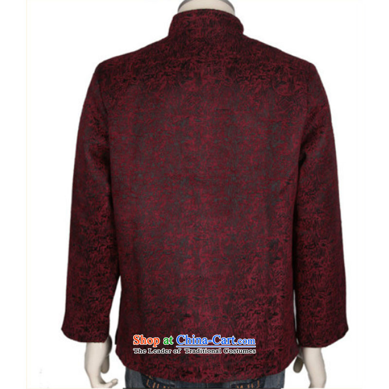 Line-in the cloud of older Tang dynasty father grandfather boxed long-sleeved T-shirt and replace Autumn Chinese jacket DY1369 dark red line-XL, Cloud (youthinking) , , , shopping on the Internet