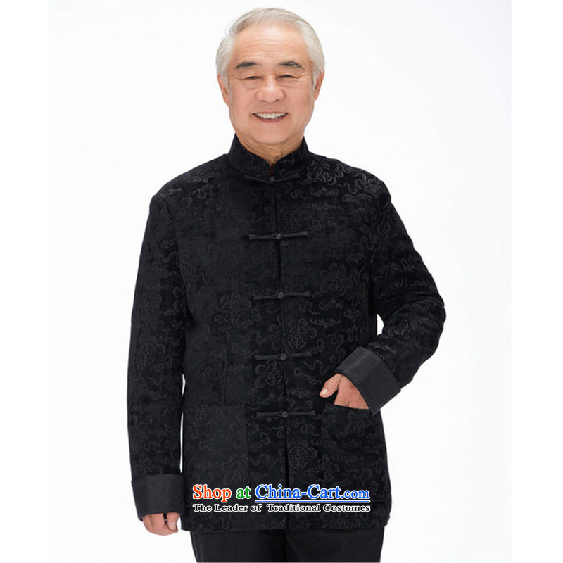Line-in the cloud of older men herbs extract Tang casual thick long-sleeved Tang Dynasty Xiangyun ethnic men Tang jacket DY1316  XXXL, black-line (youthinking cloud) , , , shopping on the Internet