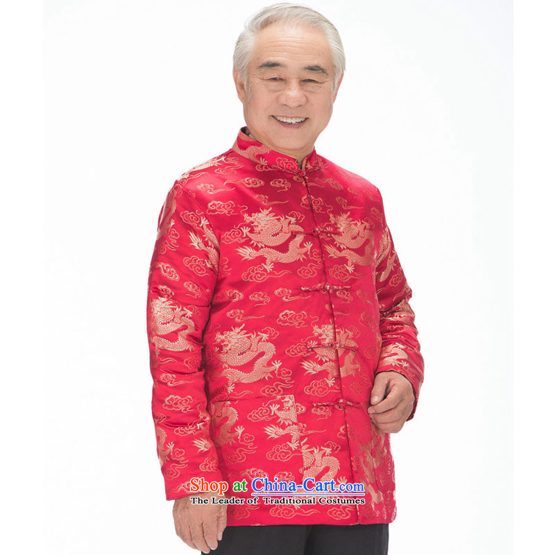 In line cloud men Tang Dynasty Chinese robe long-sleeved sweater disc is older men fall/winter Tang dynasty replacing Eric Li Yunlong DY0789 Red Silver Dragon M-line (youthinking cloud) , , , shopping on the Internet