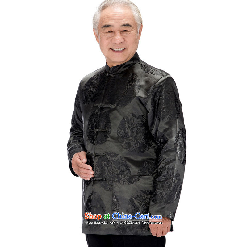 In line with long-sleeve sweater cloud Tang Chinese Double Dragon sheikhs tray clip cotton coat in the autumn and winter coats elderly men loaded DY0758 gray line-M, Cloud (youthinking) , , , shopping on the Internet