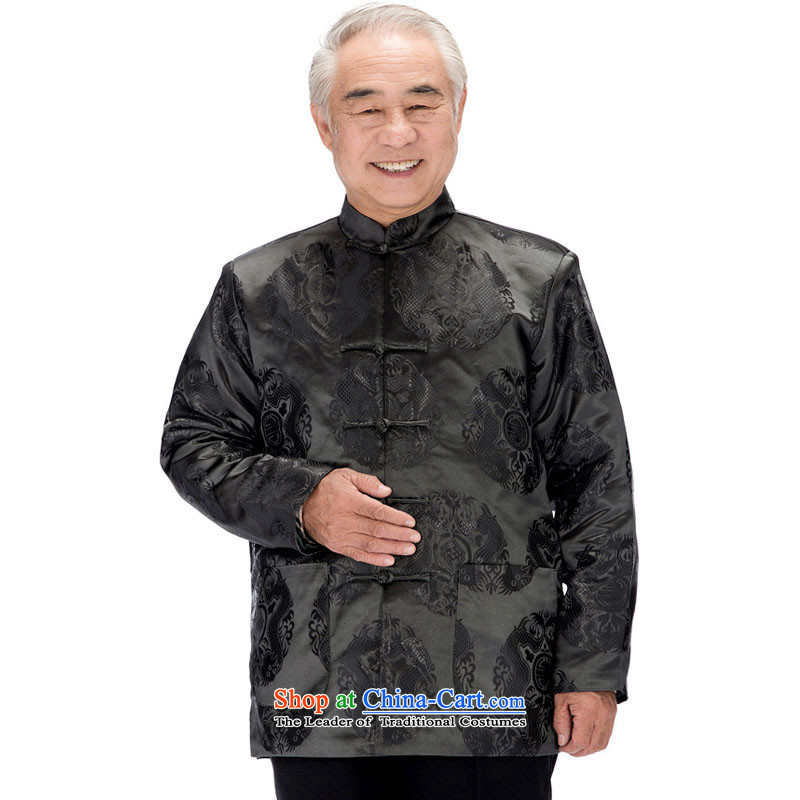 In line with long-sleeve sweater cloud Tang Chinese Double Dragon sheikhs tray clip cotton coat in the autumn and winter coats elderly men loaded DY0758 gray line-M, Cloud (youthinking) , , , shopping on the Internet