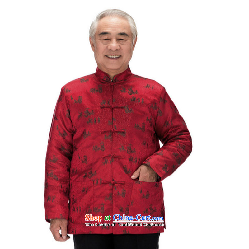 Line-in the cloud of older men wearing T-shirt genuine Chinese men's long-sleeved clothing DY0753 cotton robe  XXL, red-line (youthinking cloud) , , , shopping on the Internet