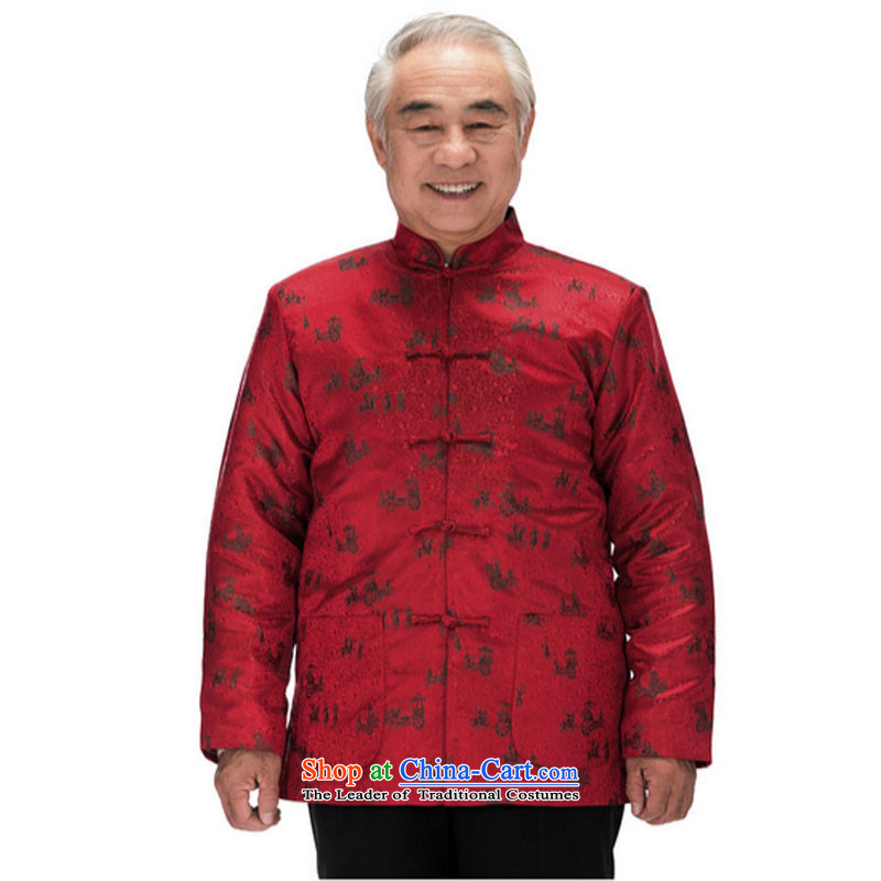 Line-in the cloud of older men wearing T-shirt genuine Chinese men's long-sleeved clothing DY0753 cotton robe  XXL, red-line (youthinking cloud) , , , shopping on the Internet