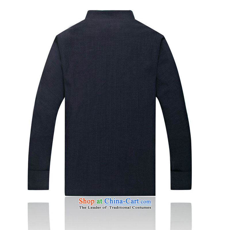 In line thickness of cloud cotton linen men in Tang Dynasty linen older upscale tang with shoulder long-sleeved shirt with dark blue , L DY0738 lining-line (youthinking cloud) , , , shopping on the Internet