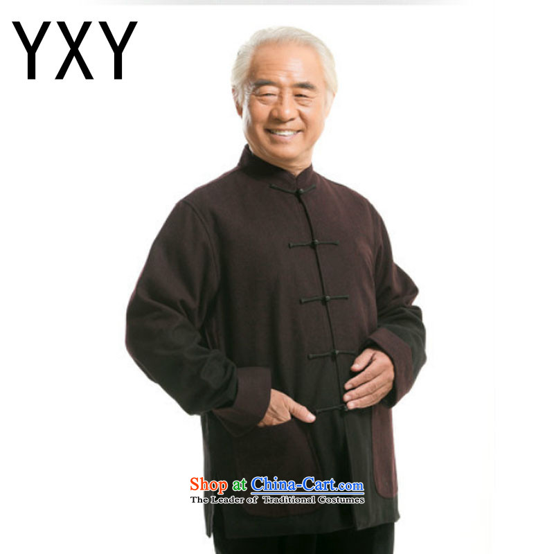 In line for autumn and winter cloud new product in older men improved national father grandfather Tang dynasty and the spell checker shirt?DY0735 Color?dark red?XL