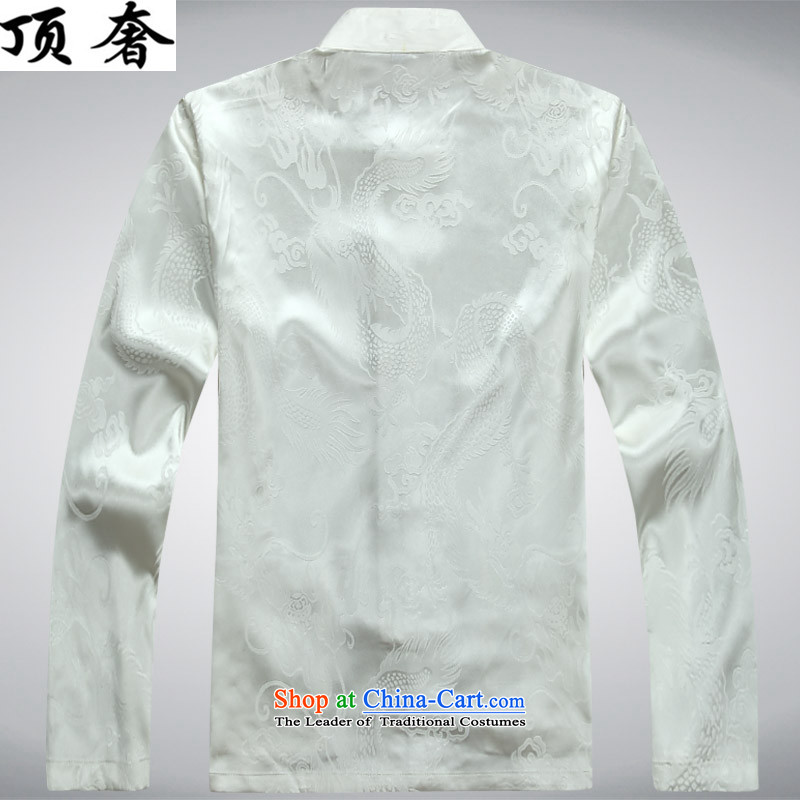 Top Luxury Men's Shirt Tang Dynasty Chinese men's long-sleeved Kit China wind load spring and autumn loose version black male kit tray clip collar Chinese Han-exercise clothing m Yellow Kit XXL/185, top luxury shopping on the Internet has been pressed.