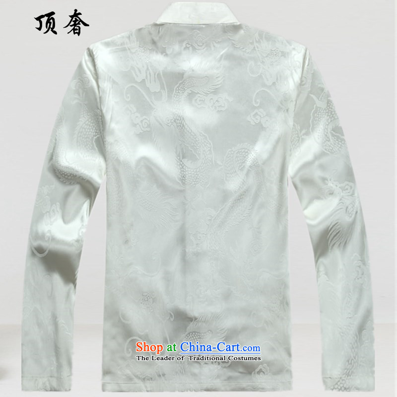 Top Luxury Men's Shirt Tang Dynasty Chinese men's long-sleeved Kit China wind load spring and autumn loose version male kit tray clip collar Chinese Han-exercise clothing M/170, black shirt top luxury shopping on the Internet has been pressed.