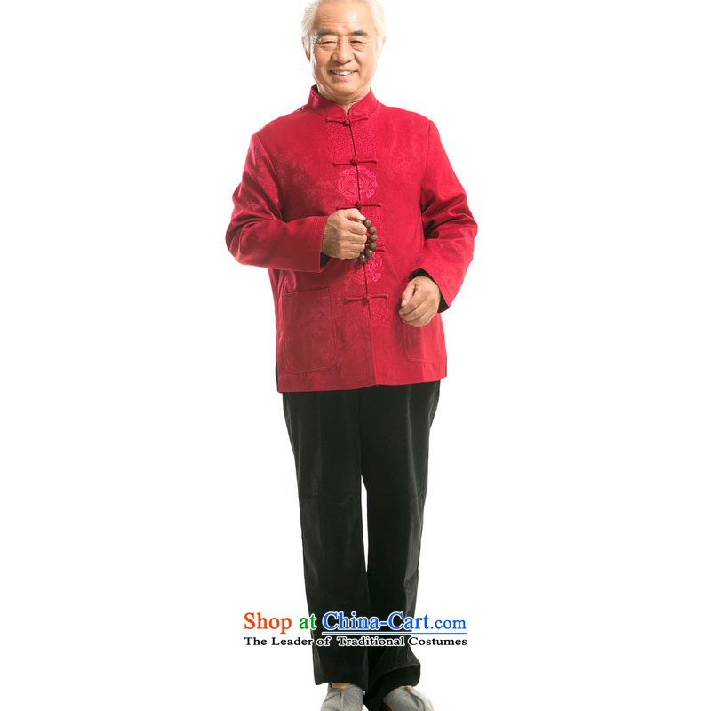 Line-in the cloud of older men long-sleeved shirt Chinese Tang dynasty DY727 older persons jacket red line-cloud XXXL, youthinking) , , , shopping on the Internet