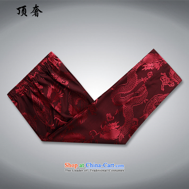 Top Luxury Men's Shirt Tang Dynasty Chinese men's long-sleeved Kit China wind load spring and autumn loose version black male kit tray clip collar Chinese Han-exercise clothing red kit L/175, top luxury shopping on the Internet has been pressed.