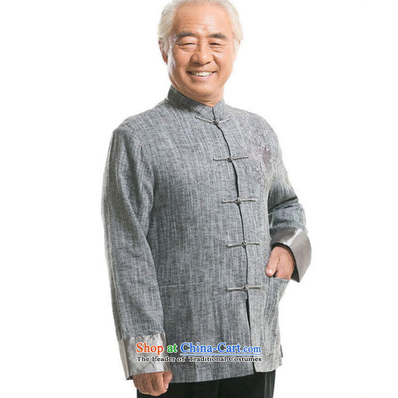 Line-in the cloud of older men Tang dynasty long-sleeved sweater Fall/Winter Collections of ethnic Chinese disc loading dad detained men DY711 cotton linen  XXXL, light gray line at stake (youthinking cloud) , , , shopping on the Internet