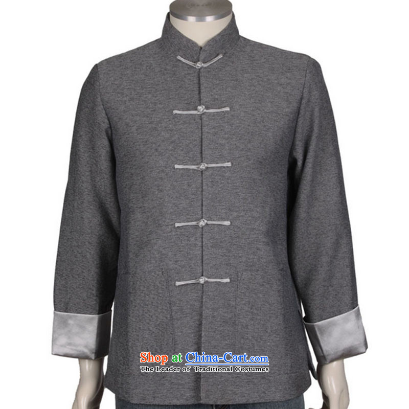 The Cloud's stake in the collar of the Chinese Tang dynasty older men's jackets and gray linen china wind national costumes DY0308  XXXL, gray line cloud (youthinking stake) , , , shopping on the Internet