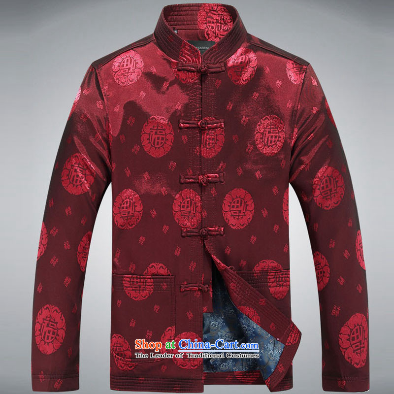 In line with Tang Man Yun long-sleeved elderly Chinese Han-father festive well field jacket DY05  XXL, deep red-line (youthinking cloud) , , , shopping on the Internet