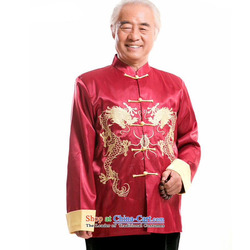 In line cloud Men's Mock-Neck Tang Dynasty Chinese name side wind in older Ssangyong embroidery Yong-nam will DY004  XXXL, red-line (youthinking cloud) , , , shopping on the Internet