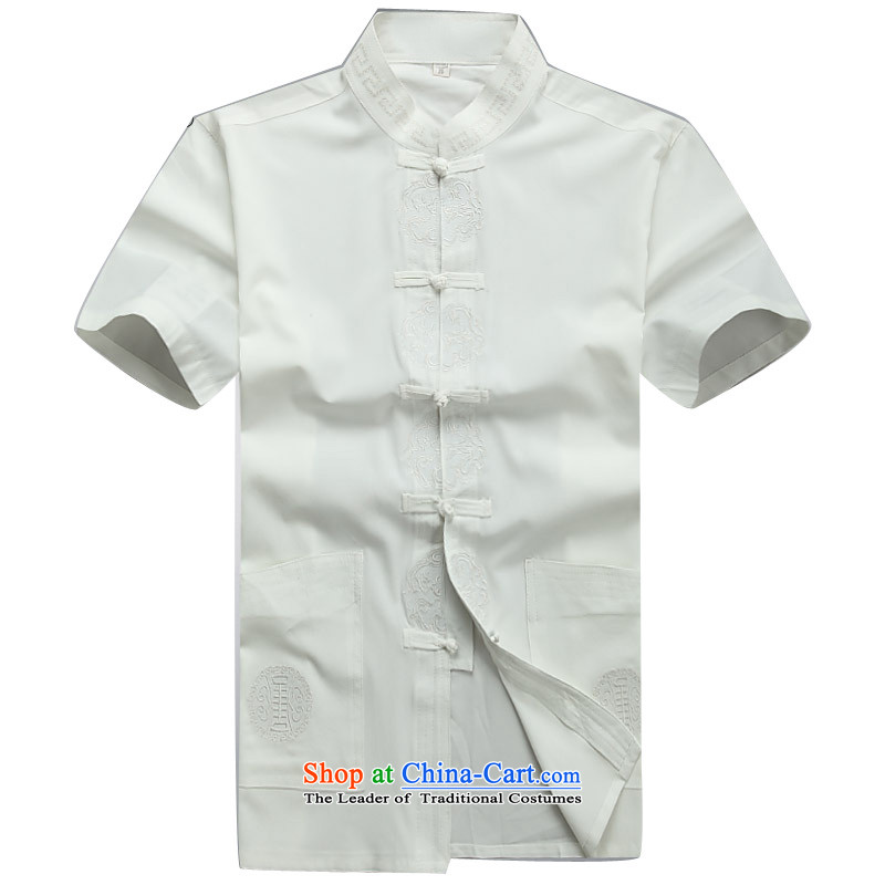 Beijing Europe Tang dynasty male kit summer short-sleeved Tang Dynasty Package for older men's father boxed packaged M/170, White (Beijing) has been pressed. OOH JOE shopping on the Internet