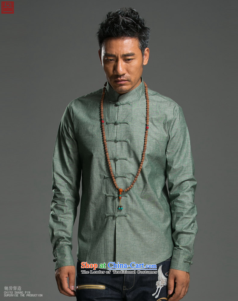 Renowned 2015 China wind spring and autumn men Chinese cotton linen Sau San disk tie china Mock-Neck Shirt linen pure color improved Tang dynasty green movement (2XL) picture, prices, brand platters! The elections are supplied in the national character of distribution, so action, buy now enjoy more preferential! As soon as possible.