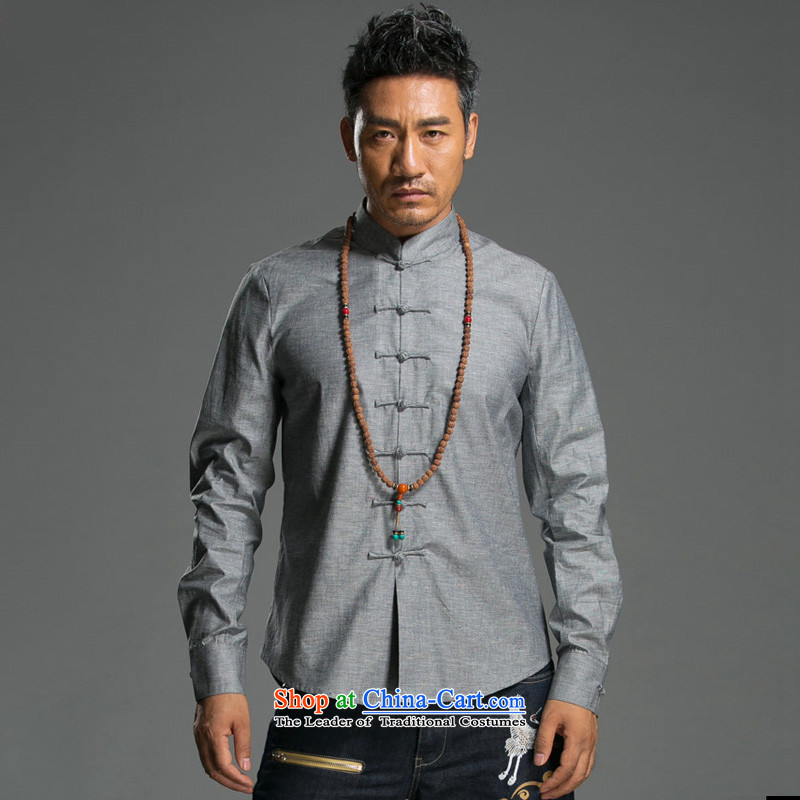 Renowned 2015 China wind spring and autumn men Chinese cotton linen Sau San disk tie china Mock-Neck Shirt linen pure color improved Tang dynasty green movement (2XL), renowned (CHIYU) , , , shopping on the Internet