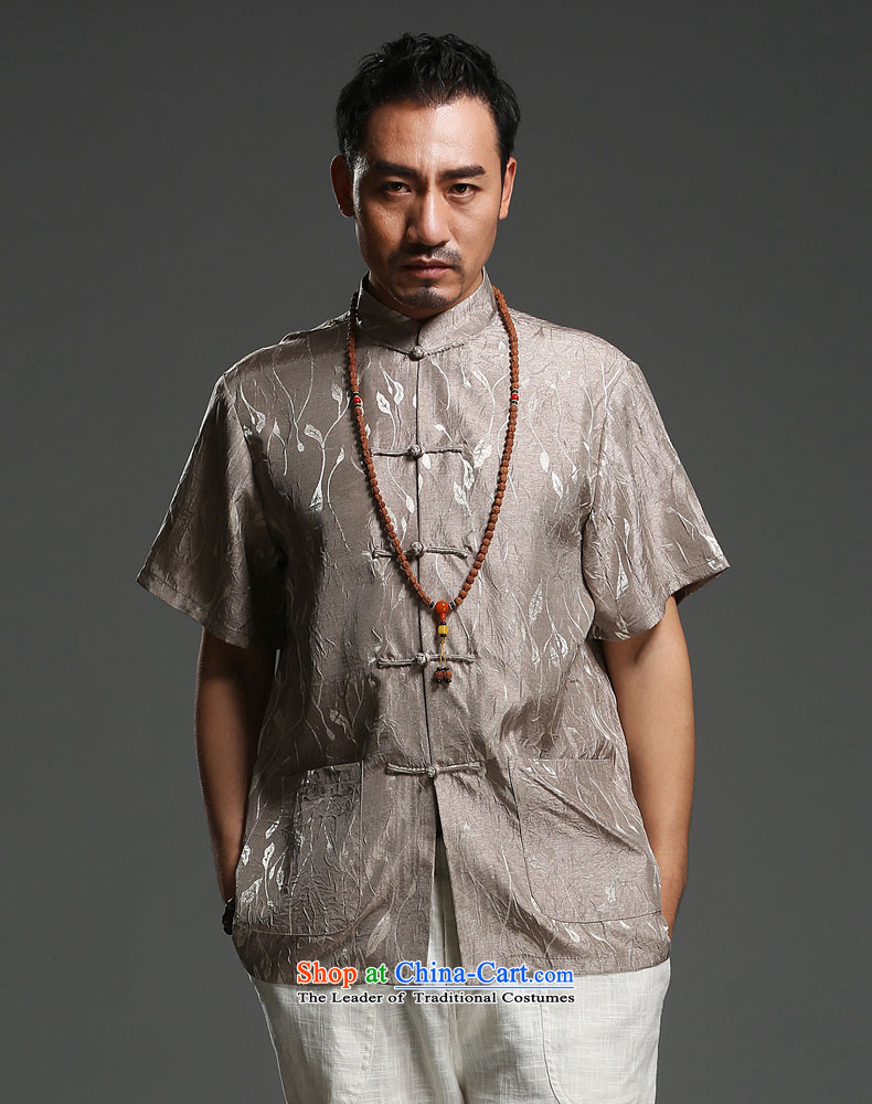 Renowned men 2014 Summer new middle-aged man Tang dynasty short-sleeved cotton linen Tang dynasty loose breathable short-sleeved T-shirt light gray large (175)Picture, prices, brand platters! The elections are supplied in the national character of distribution, so action, buy now enjoy more preferential! As soon as possible.