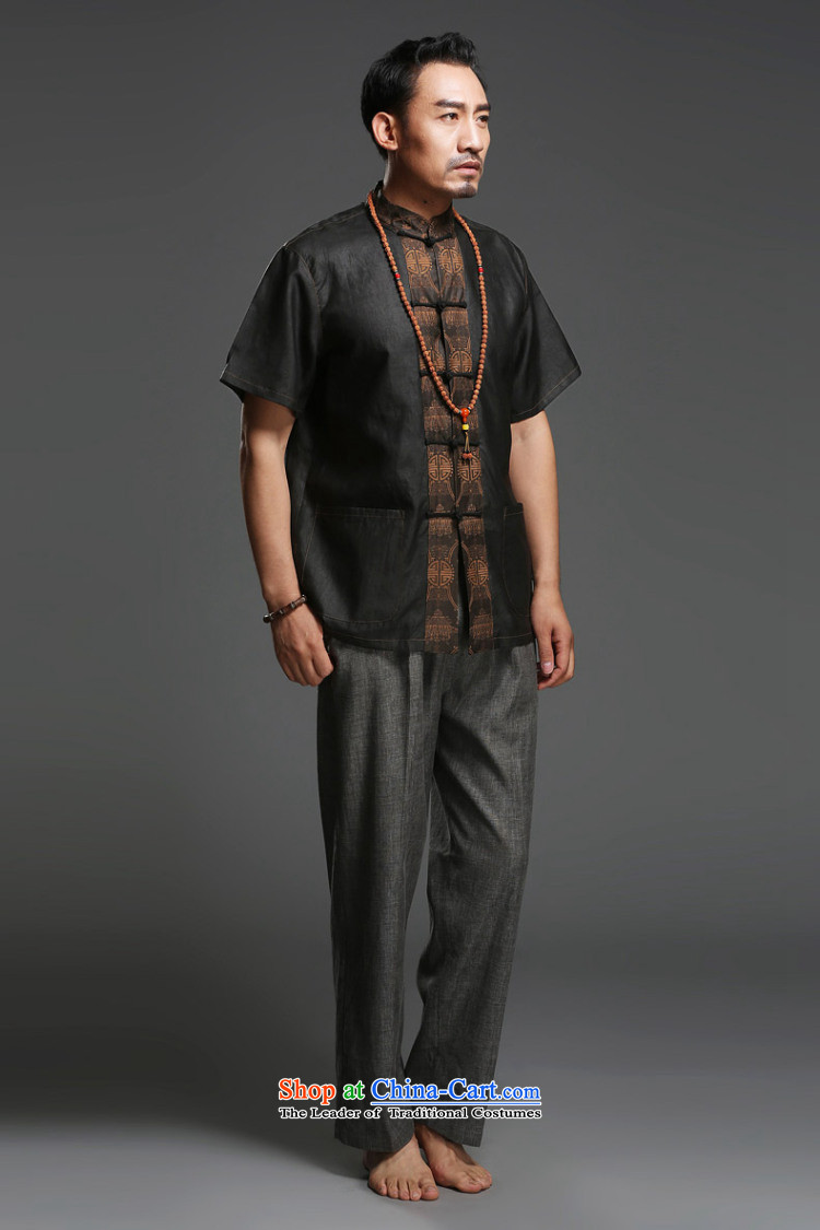 Renowned men silk short-sleeved Tang Dynasty Chinese shirt Men's Shirt herbs extract cloud of incense yarn men's short-sleeved black in Tang Dynasty 170 pictures, prices, brand platters! The elections are supplied in the national character of distribution, so action, buy now enjoy more preferential! As soon as possible.