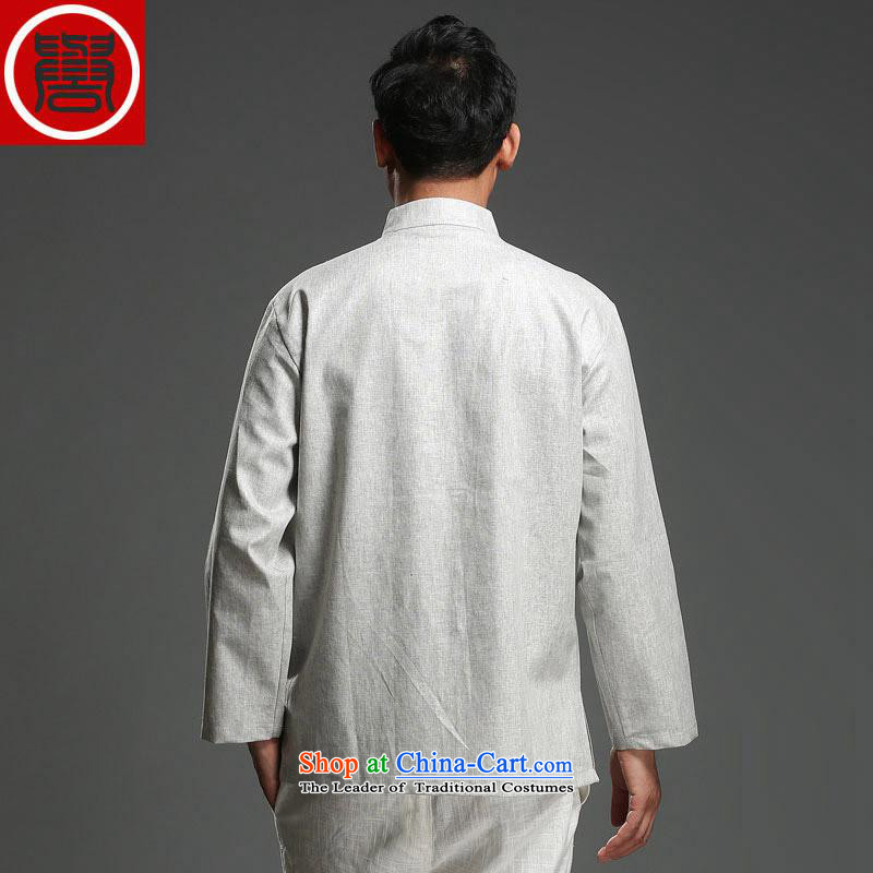 Renowned New China wind load spring and autumn and long-sleeved Chinese Tang dynasty and long-sleeved tray clip Tang dynasty cotton linen coat light yellow giant (2XL), renowned (CHIYU) , , , shopping on the Internet