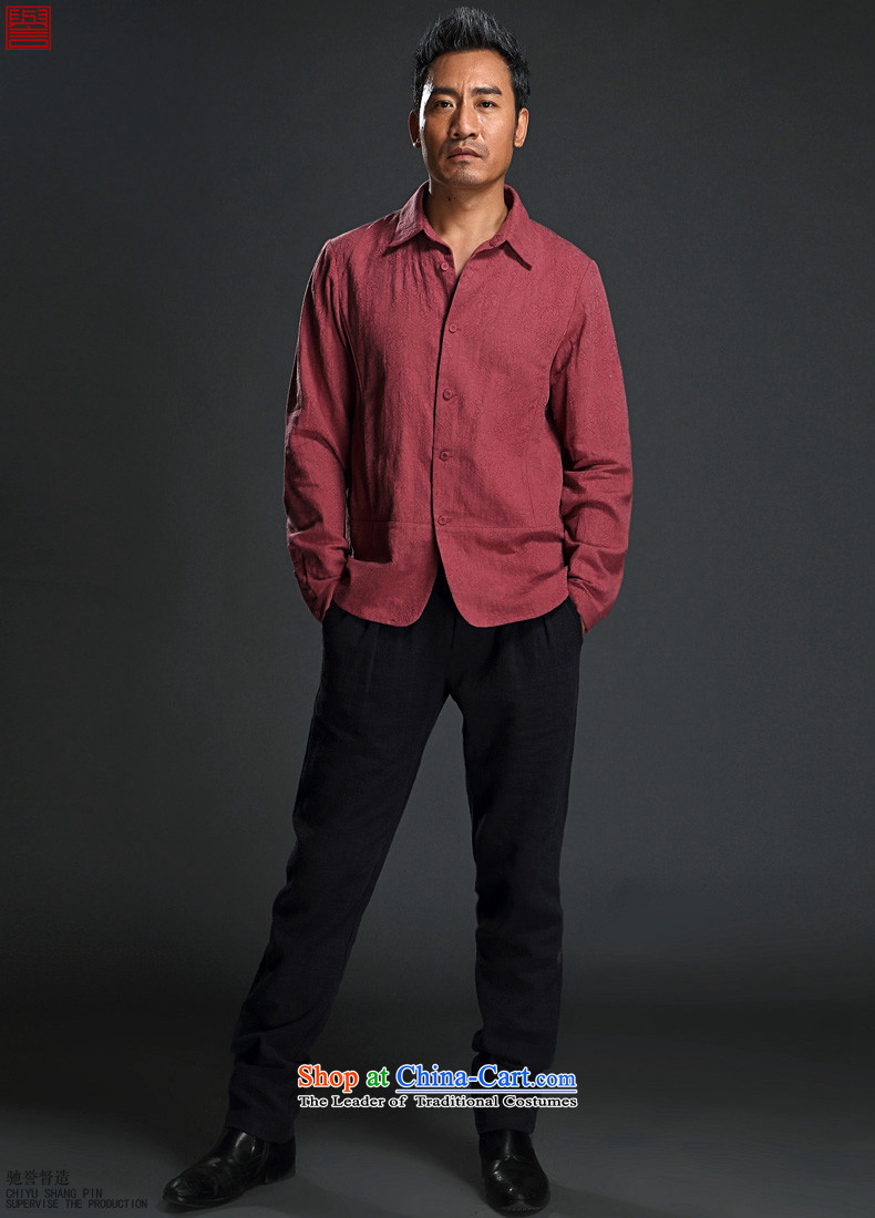 Renowned Men long-sleeved shirt yi lapel male national costumes China wind men's shirts in the spring and autumn, jacquard improved Tang Dynasty Large red wine shirts XL Photo, prices, brand platters! The elections are supplied in the national character of distribution, so action, buy now enjoy more preferential! As soon as possible.
