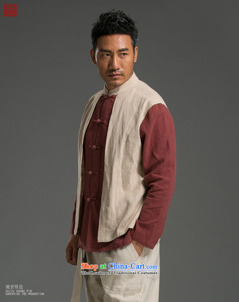 Renowned Chinese Wind leave two Sau San Men long-sleeved shirt with flax spell color autumn tray clip mock Chinese tunic Tang Dynasty Large red and white XL Photo, prices, brand platters! The elections are supplied in the national character of distribution, so action, buy now enjoy more preferential! As soon as possible.