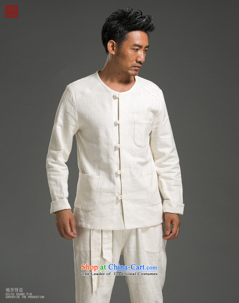 Renowned China wind ma disk load autumn shirt clip New retro men's Sau San ethnic linen white long-sleeved shirt jumbo (2XL) picture, prices, brand platters! The elections are supplied in the national character of distribution, so action, buy now enjoy more preferential! As soon as possible.