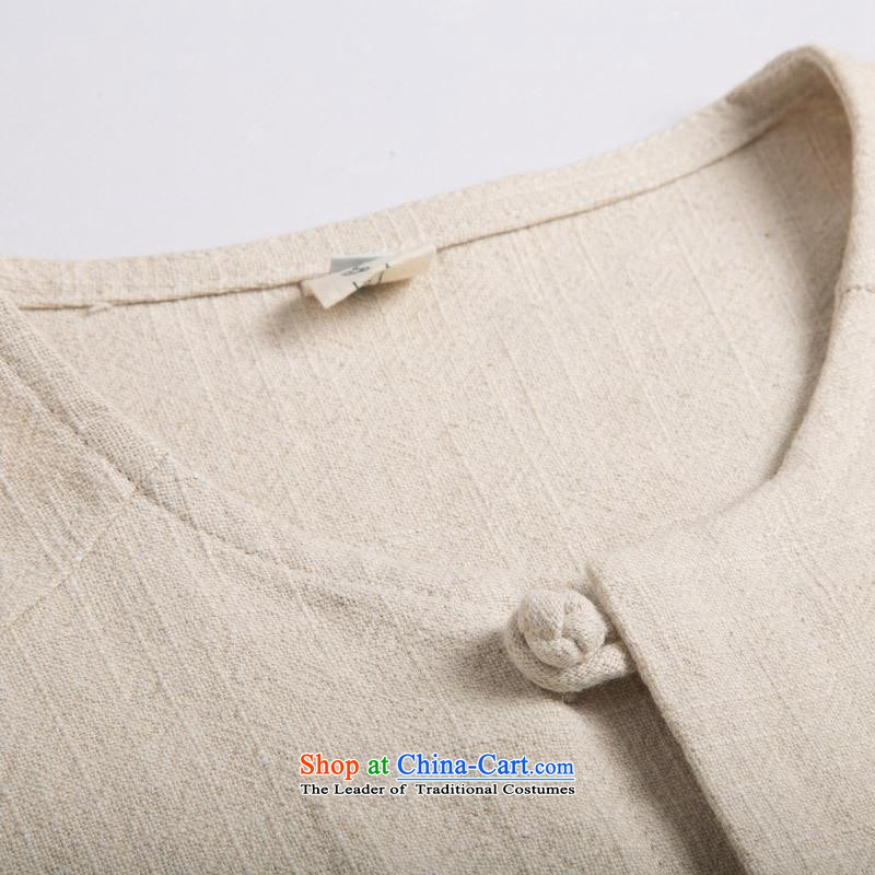 Renowned China wind men's shirts Long-Sleeve Shirt Kung Fu Man Kit Chinese round-neck collar cotton linen Sau San simplicity of ethnic light yellow , L, renowned (CHIYU) , , , shopping on the Internet