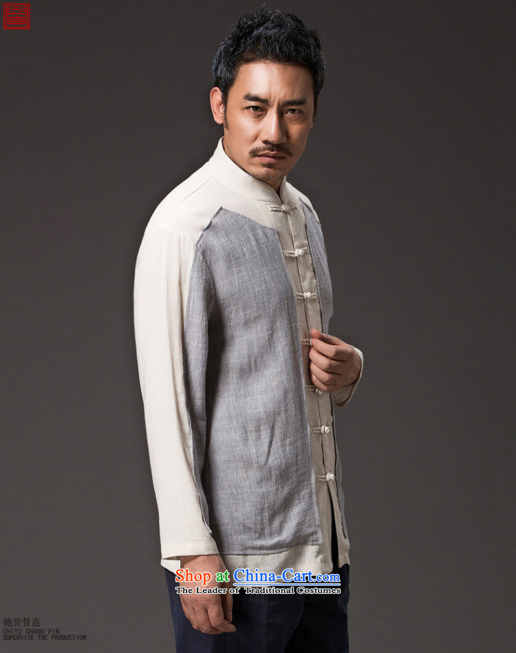 Renowned China wind Cheongsams Men long-sleeved shirt Sau San Chinese linen Men's Shirt clip and the Spring and Autumn period is light gray large XL photo T-shirt, prices, brand platters! The elections are supplied in the national character of distribution, so action, buy now enjoy more preferential! As soon as possible.
