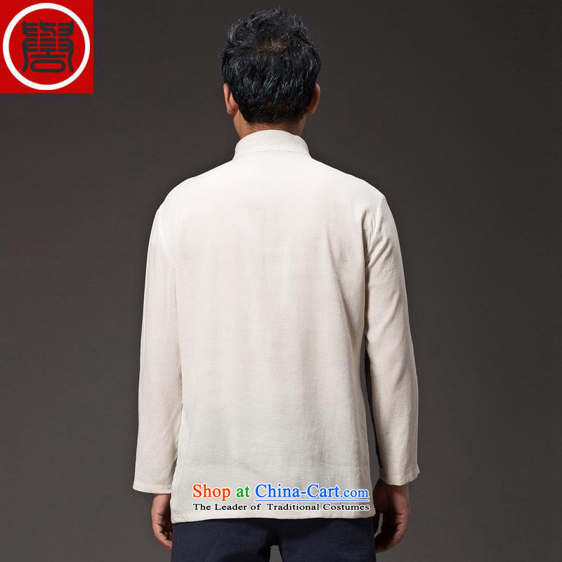 Renowned China wind Cheongsams Men long-sleeved shirt Sau San Chinese linen Men's Shirt clip and the Spring and Autumn period is light gray large (XL), T-shirt (CHIYU renowned shopping on the Internet has been pressed.)