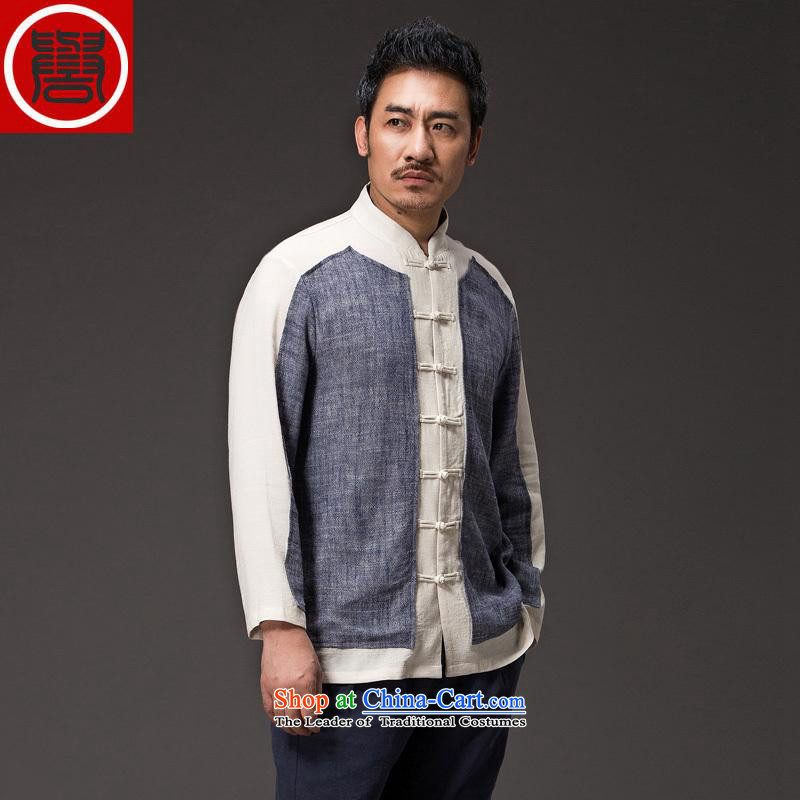 Renowned China wind Cheongsams Men long-sleeved shirt Sau San Chinese linen Men's Shirt clip and the Spring and Autumn period is light gray large (XL), T-shirt (CHIYU renowned shopping on the Internet has been pressed.)