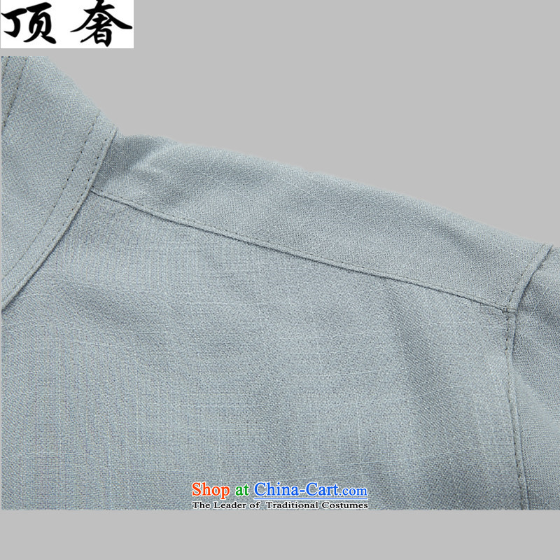 Top Luxury men Tang Dynasty Package during the spring and autumn, collar tray clip Tang dynasty long-sleeved Tang Dynasty Package version loaded dad relaxd exercise clothing jogging services beige jacket XXXL/190, top luxury shopping on the Internet has b