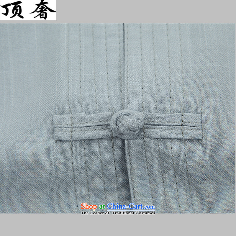 Top Luxury men Tang Dynasty Package in the spring and autumn long-sleeved long-sleeved shirt Han-older China wind load thin cotton linen father of a mock-neck jacket coat man Chinese Kit beige jacket XXXL/190, top luxury shopping on the Internet has been