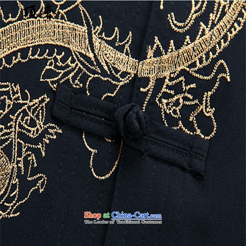 Top Luxury men Tang Dynasty Package Version relaxd long-sleeved Mock-Neck Shirt China wind up the clip Han-red color embroidery Tang Dynasty Package with blue shirt 41/180, father top luxury shopping on the Internet has been pressed.