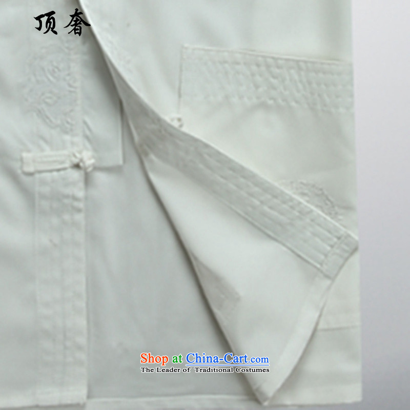 Top Luxury Autumn New Tang Dynasty Men's Shirt of older persons in the Han-Menswear China wind Long-sleeve kit exercise clothing father installed life jackets White Kit 39/170, top luxury shopping on the Internet has been pressed.