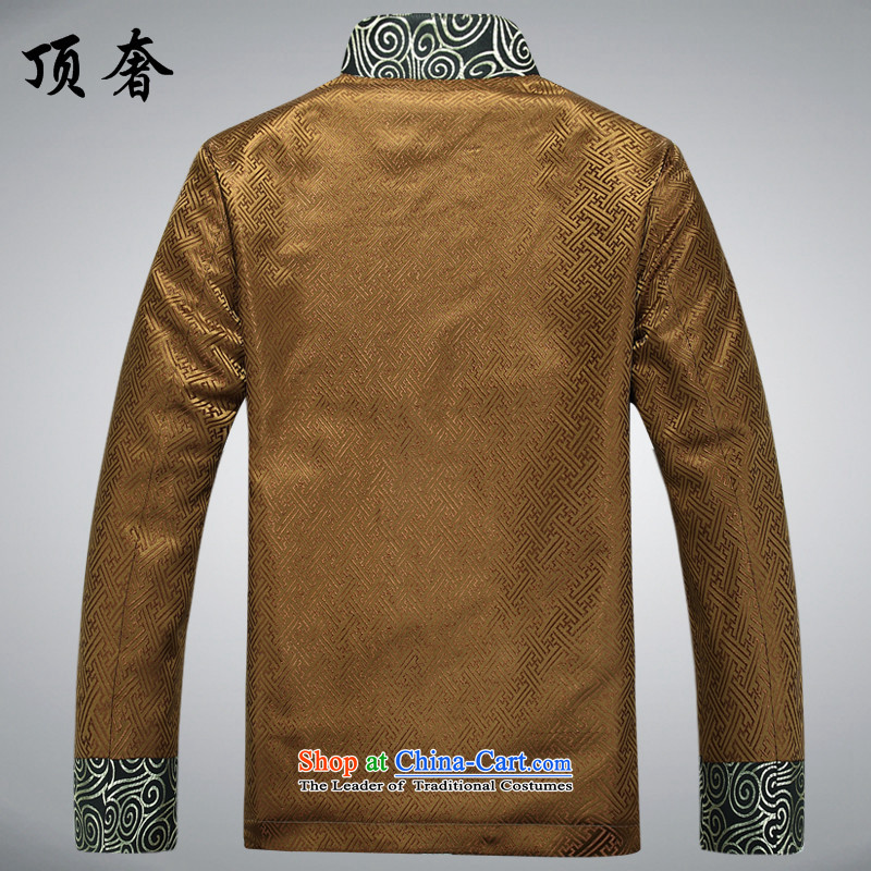 Top Luxury Tang dynasty 2015 Spring New collar jacket men long-sleeved Tang dynasty China wind Men's Jackets Chinese Dress Casual Tang Blouses Gold T-shirt M/170, top luxury shopping on the Internet has been pressed.