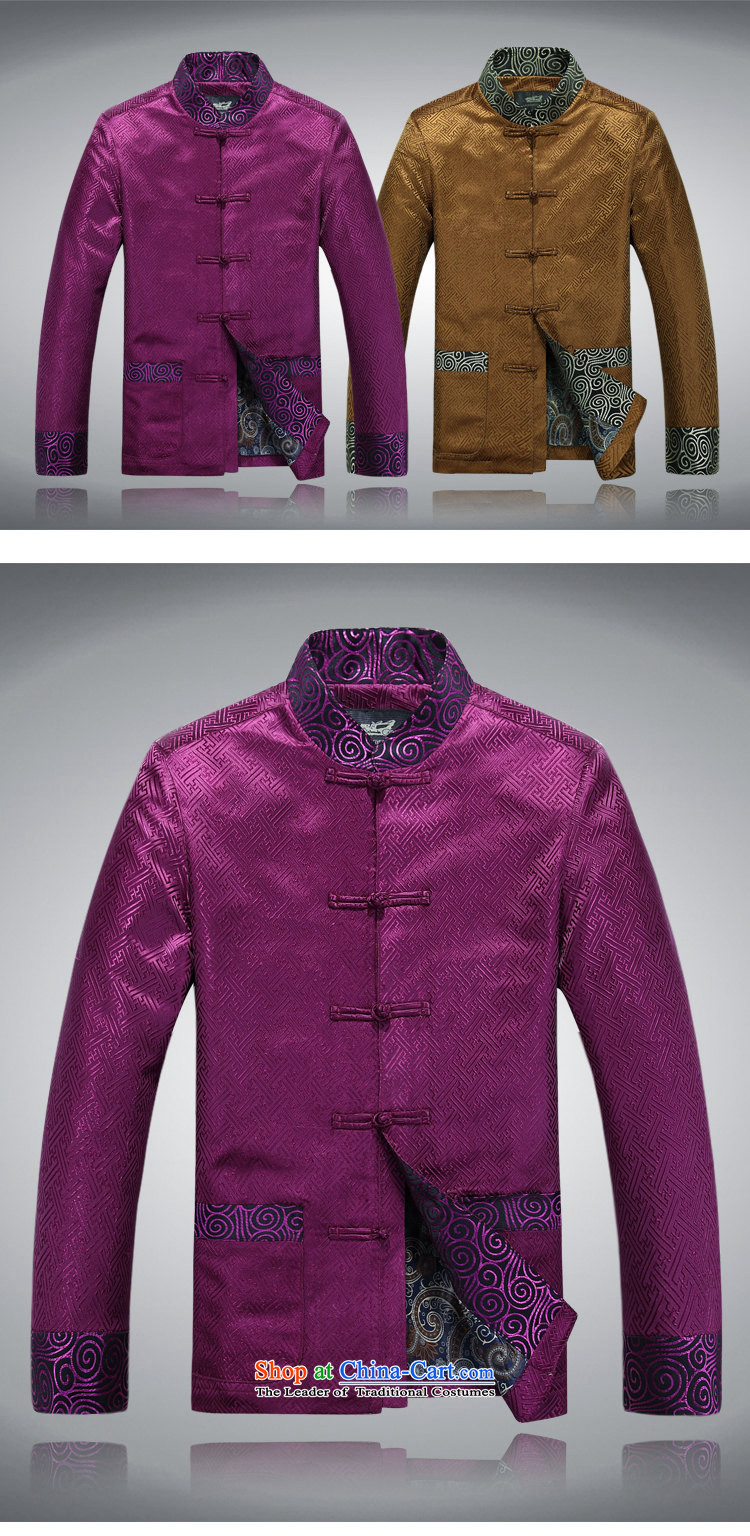 Top Luxury Tang dynasty 2015 Spring New collar jacket men long-sleeved Tang dynasty China wind Men's Jackets Chinese Dress Casual Tang blouses purple shirt XL/180 picture, prices, brand platters! The elections are supplied in the national character of distribution, so action, buy now enjoy more preferential! As soon as possible.